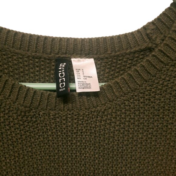 H&M Divided Olive Green Pullover Knit Sweater Women's Small - Picture 2 of 3